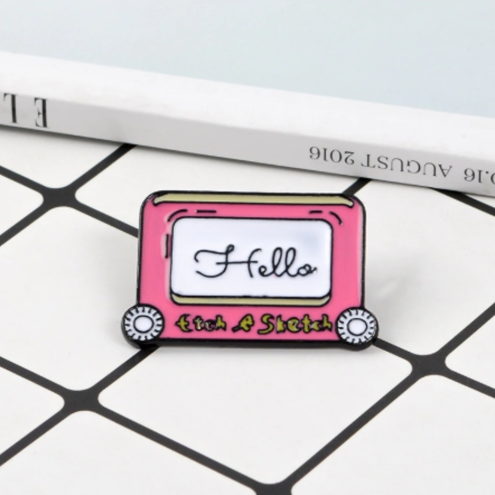 Pink & White Etch A Sketch Retro Enamel Pin